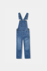 Girls Denim Dungaress  Mid Blue